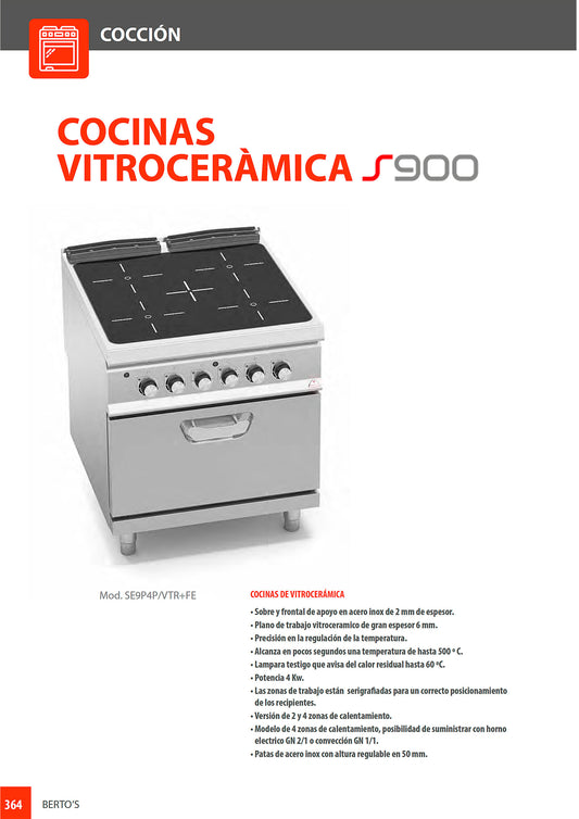 VITROCERAMICA + HORNO S900 MOD. SE9P4P/VTR+FE