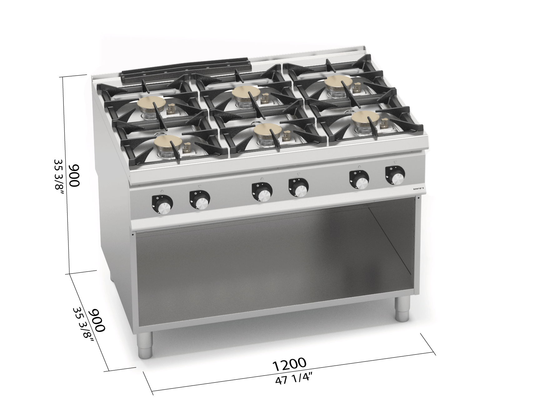 RANGE 6 BURNERS GAS HIGH-POWER. S900 SG9F6MPSP