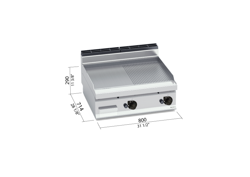 FRY-TOP LI-RANURADA GAS ACERO SOBREMESA G7FM8B-2