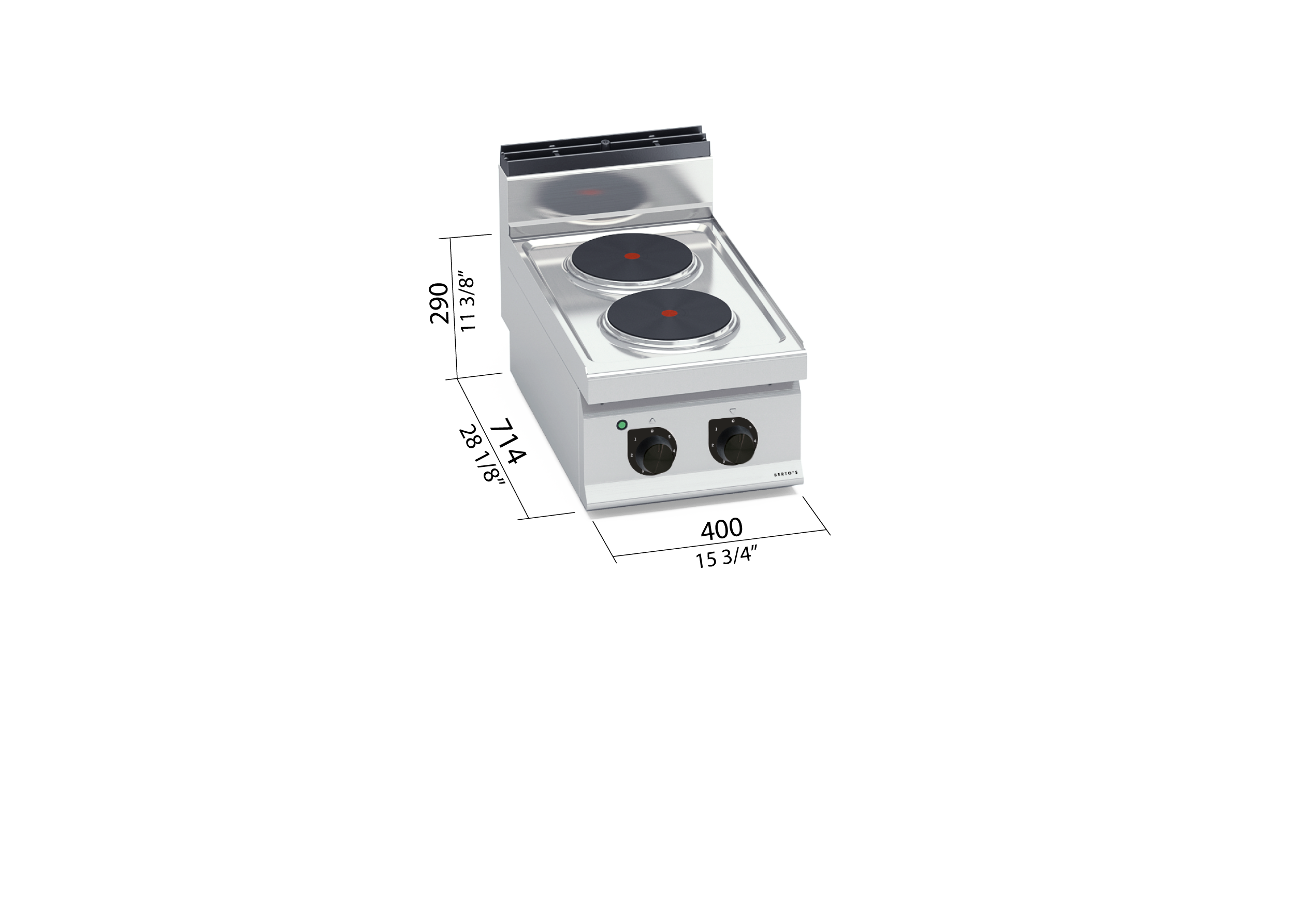 RANGE 2 BURNERS ROUND ELECTRIC COUNTERTOP MODEL E7P2B