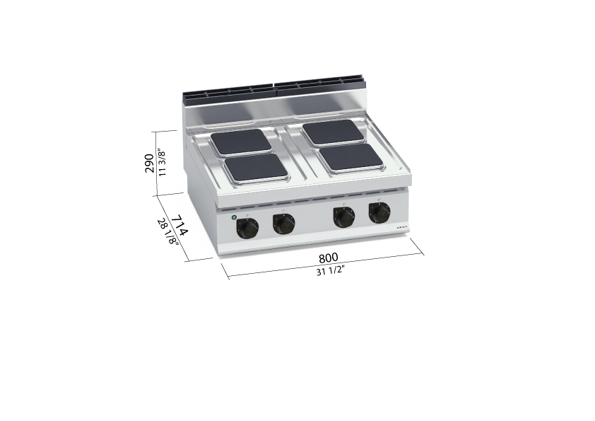RANGE 4 BURNERS SQUARE ELECTRIC COUNTERTOP MODEL E7PQ4B