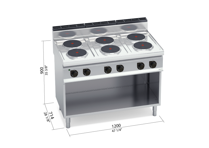 RANGE 6 BURNERS ROUND ELECTRIC WITH CABINET MODEL E7P6M