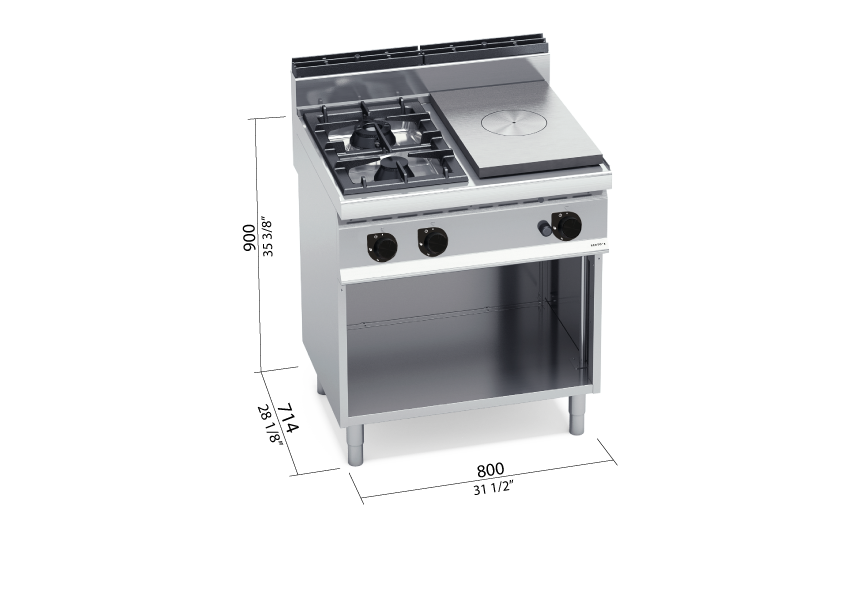 RANGE 2 BURNERS GAS+RADIANT PLATE G7T4P2FM