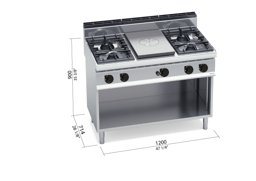 COCINA 4 F GAS+RADIANTE+MUEBLE MODELO G7T4P4FM