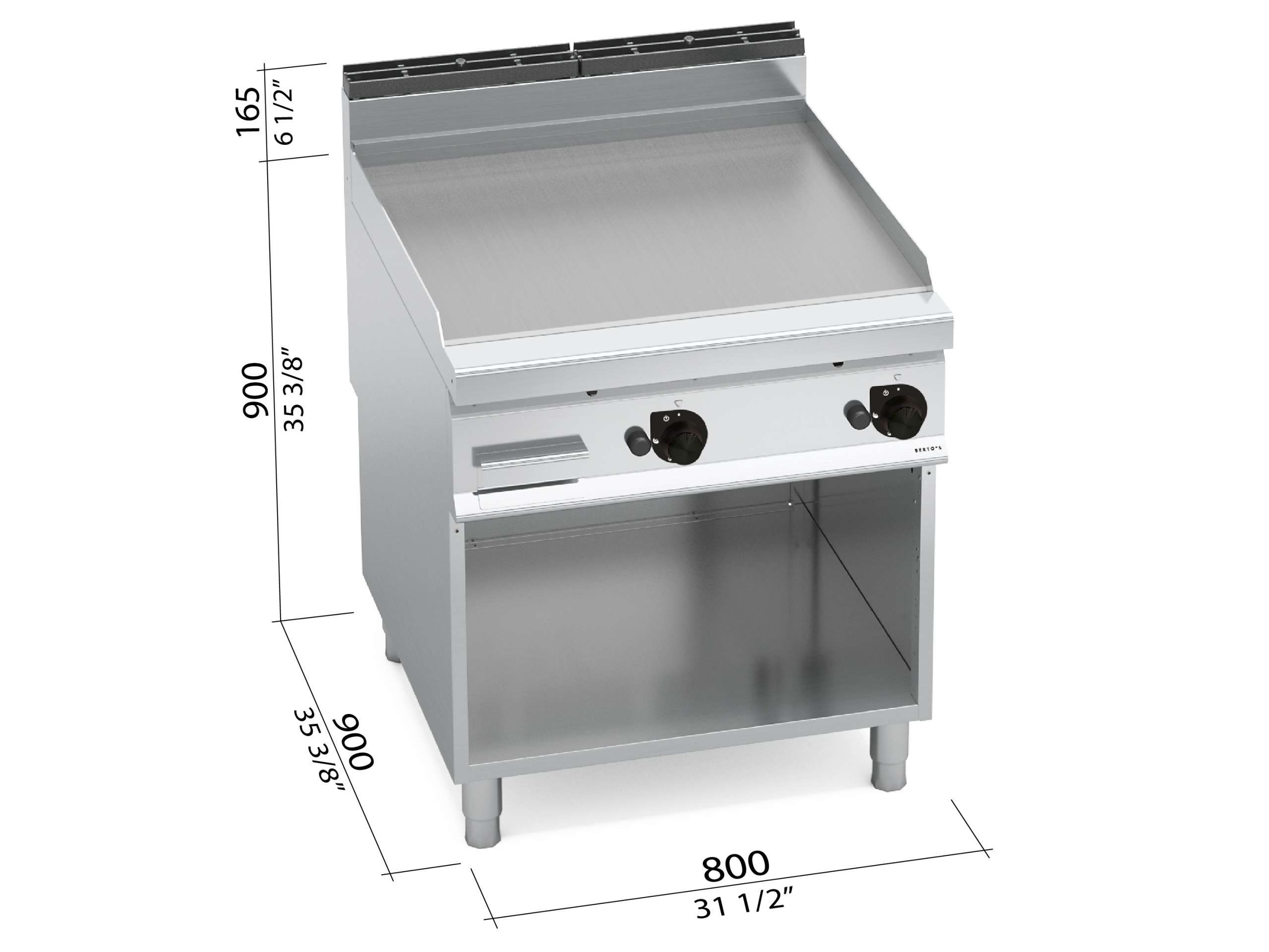 GRIDDLE SMOOTH GAS STEEL+CABINET M900 G9FL8M-2