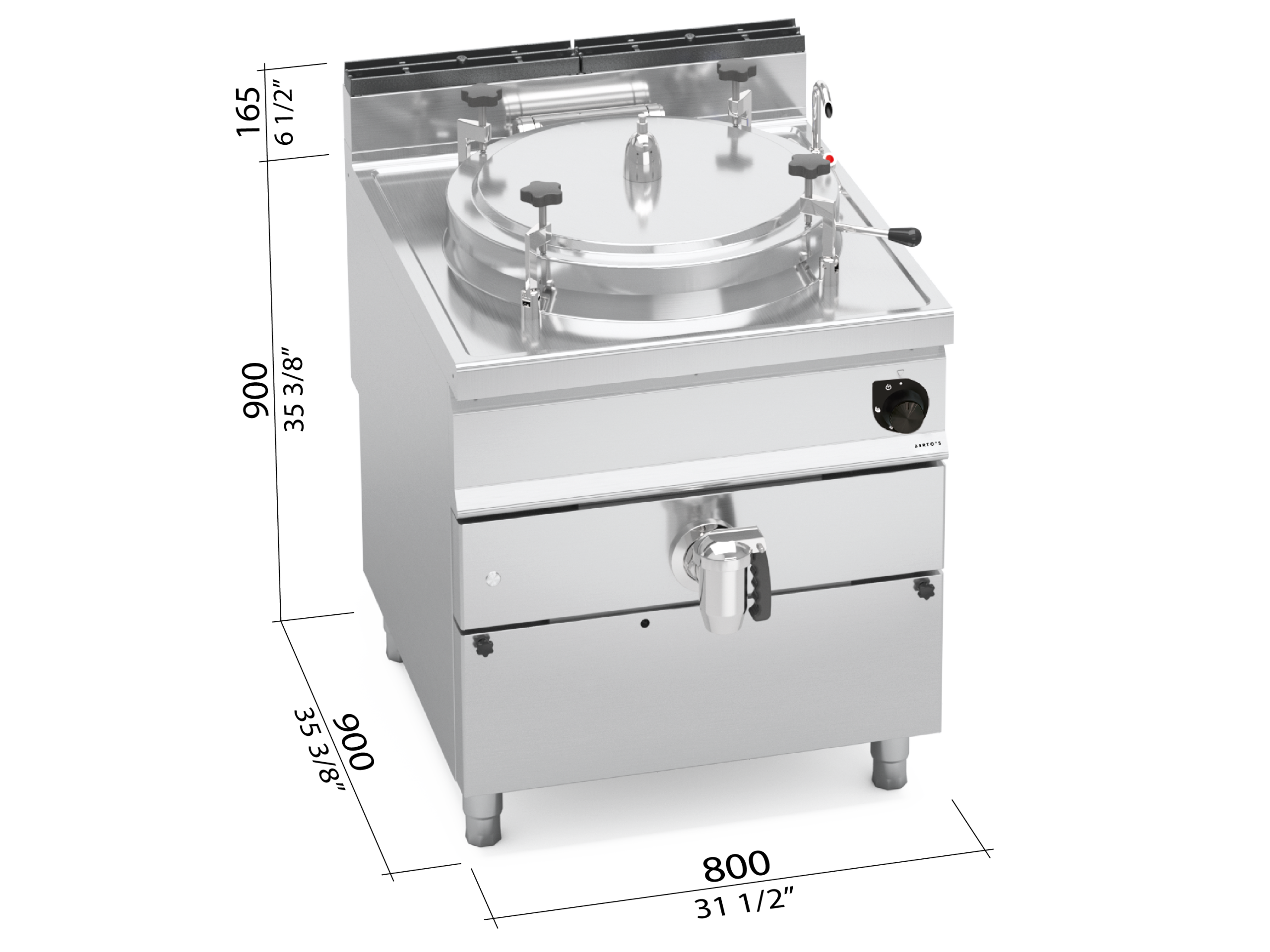 BOILING PAN DIRECT-HEAT GAS 100 LITRES PRESSURE M900 G9P10DA