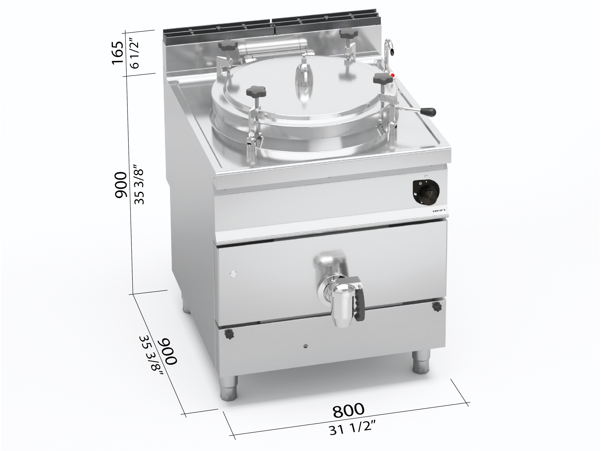 BOILING PAN DIRECT-HEAT GAS 150 LITRES PRESSURE M900 G9P15DA