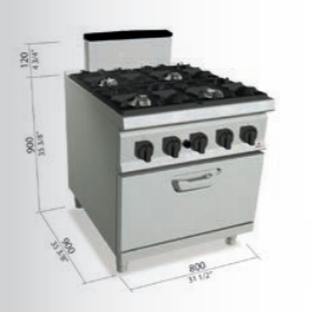 Cocina a gas MAX POWER SG9F4P+FG - Baltrion